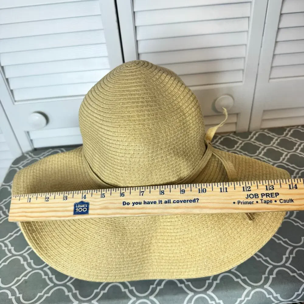 Sun and Sand Large Floppy Straw Beach Hat Summer Vacation Beach Pool Cruise Tan